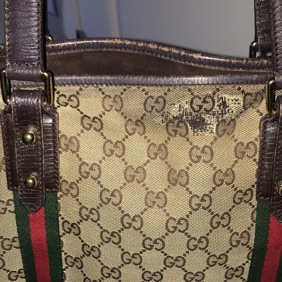 Authentic Gucci Sherry Line Shoulder Bag Tote 2 stripes - Picture 13 of 15